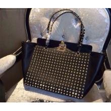 AAA Designer Valentino All Over Rockstud Shopping Bag Black with Gold