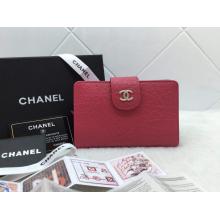 Affordable Chanel Zipped Pocket Wallet in Shrink Leather Fushia