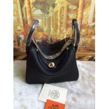 Best Quality Hermes Lindy 30cm Leather Tote Bag Black With Gold Hardware