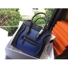 Cheap 1:1 Celine Luggage Micro Bag in Original Leather Blue&Black&White