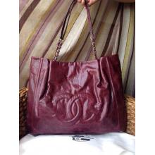 Cheap 1:1 Chanel Deerskin Leather Shoulder Bag Date Red