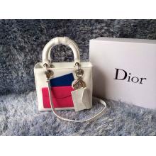 Cheap Best Lady Dior with Front Pocket Bag White/Fushia/Blue