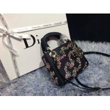 Cheap Dior Floral Embellished Diorissimo Mini Bag Black