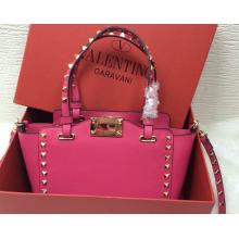 Cheap Luxury Valentino Rockstud Shopping Bag Fushia