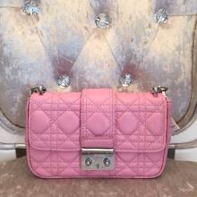 Copy AAAAA Miss Dior Flap Bag in Lambskin Leather Pink With Silver Hardware