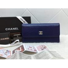 Copy Best Chanel Tri Folded Long Wallet in Shrink Leather at USA