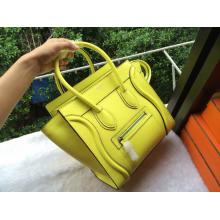 Copy Celine Luggage Micro Bag in Original Grained Leather Mustard For Sale