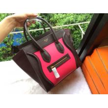 Copy Celine Luggage Micro Bag in Original Leather Fuchsia&Coffee