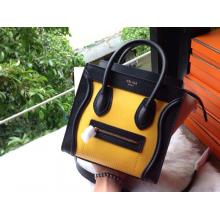Copy Celine Luggage Nano Bag in Original Leather Yellow&Black&White