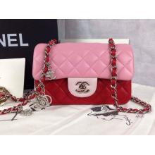 Copy Chanel Valentine Leather Double Flap Shoulder Bag Pink&Red