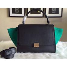 Copy Designer Celine Trapeze Top Handle Bag Original Leather Black&Green