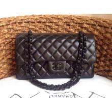 Copy Fashion Chanel So Black Leather Classic Double Flap Shoulder Bag