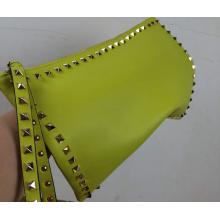 Copy Valentino Rockstud Platinum Studs Clutch Bag Yellow