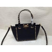 Copy Valentino Rockstud Shopping Bag Black with Gold at USA