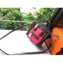 Designer Celine Luggage Nano Bag in Original Leather Fuchsia&Coffee