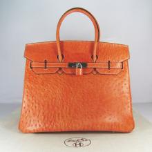 Fake 1:1 Birkin Lizard Leather Orange Handbag Sold Online