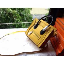 Fake Celine Luggage Nano Bag in Original Leather Yellow&Black