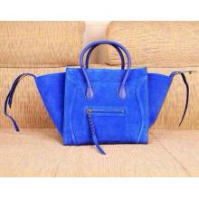 Fake Celine Luggage Phantom Bag in Suede Leather Blue