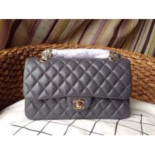 Fake Chanel Lambskin Leather Classic Double Flap Shoulder Bag Gray UK