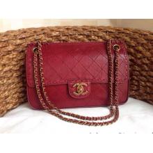 Fake Chanel Quilted Leather Stitch Classic Flap Shoulder Bag Date Red