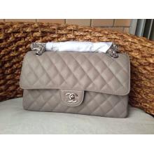 Fake High Quality Chanel Clemence Leather Classic Double Flap Shoulder Bag Gray