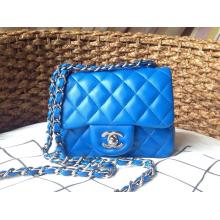 Fake Replica Chanel Lambskin Leather Classic Double Flap Shoulder Bag Sky Blue