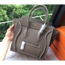 Fashion Celine Luggage Micro Bag in Original Grained Leather Light Gray