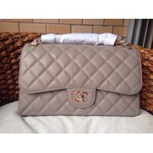 High Quality Chanel Quilted Calfskin Leather Classic Double Flap Shoulder Bag Gray