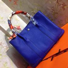 Hot AAA Hermes Garden Party 36cm Clemence Veins Calf Leather Bag Blue at USA