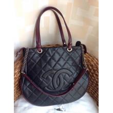 Imitation Best Chanel Calfskin Leather CC Shoulder Tote Bag Black