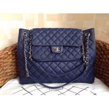 Imitation Best Chanel Quilted Caviar Leather Large Shopping Shoulder Tote Bag Blue