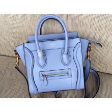 Imitation Celine Luggage Nano Bag in Original Leather Spring Blue Sale