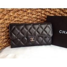 Imitation Chanel Lambskin Leather Flap Wallet Black