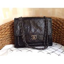 Imitation Chanel Quilted Leather Stitch Classic Flap Shoulder Bag Black