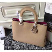 Imitation Dior Calfskin Diorissimo Small Bag Camel/Fushia Online Sale