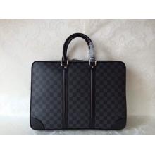 Imitation Louis Vuitton Porte Documents Voyage Briefcase Damier Graphite Canvas N41125 Mens Small Business Bag Black 2014