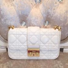 Imitation Miss Dior Flap Bag in Lambskin Leather White Gold Hardware