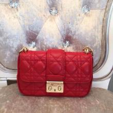 Imitation Miss Dior Flap Bag Red in Lambskin Leather With Gold Hardware at US