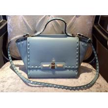 Imitation Valentino Rockstud Leather Flap Shoulder Tote Bag 00880 Pale Blue