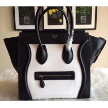 Knockoff Celine Luggage Mini Bag in Original Grained Leather White&Black