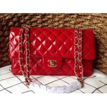 Knockoff Chanel Patent Leather Classic Double Flap Shoulder Bag Wine USA