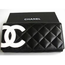 Knockoff Chanel Wallet Lambskin Black Ladies