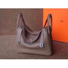 Knockoff Hermes Lindy 30cm Leather Tote Bag Iron Gray With Silver Hardware at US