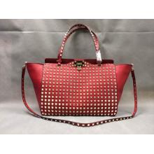 Knockoff Valentino All Over Rockstud Shopping Bag Red with Gold at CA