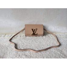 Luxury Louis Vuitton Calfskin Leather Louise Clutch Bag Nude