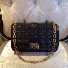 Luxury Replica Miss Dior Medium Flap Bag Black in Lambskin Leather With Gold Hardware