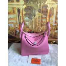 New Hermes Lindy 30cm Leather Tote Bag Pink With Silver Hardware AU