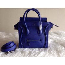 Replica Best Celine Luggage Nano Bag in Original Grained Leather Blue