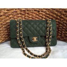 Replica Best Chanel Quilted Calfskin Leather Classic Double Flap Shoulder Bag Deep green