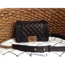 Replica Best Quality Chanel Le Boy Lambskin Leather Flap Shoulder Bag Black